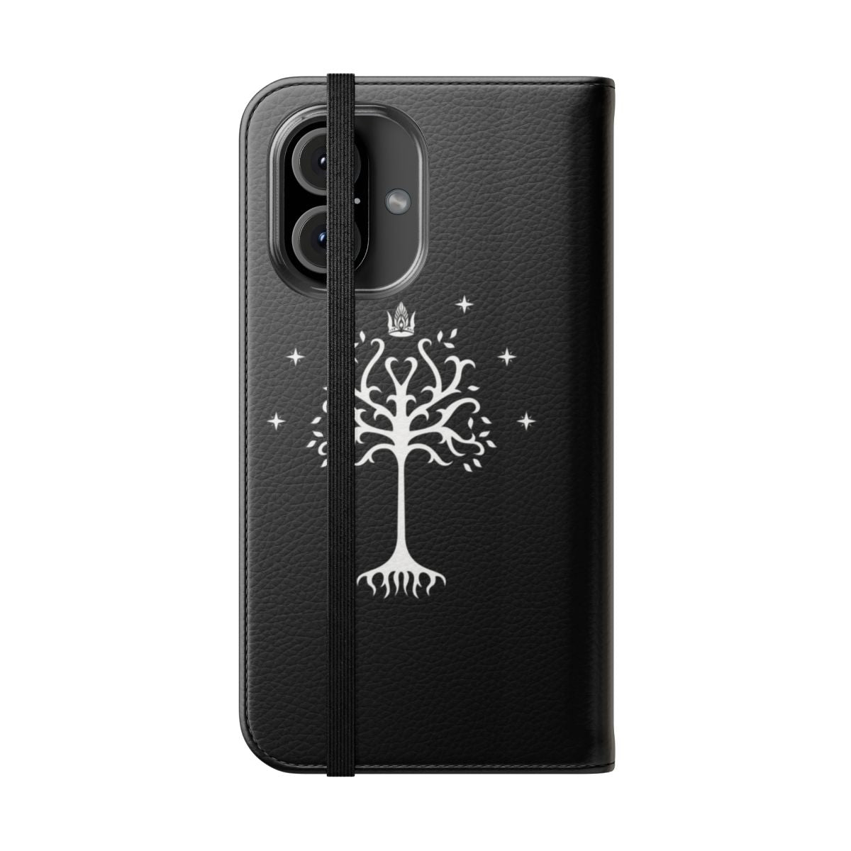 Detailed Tree of Gondor design on a protective flip cover phone case - Folded Front