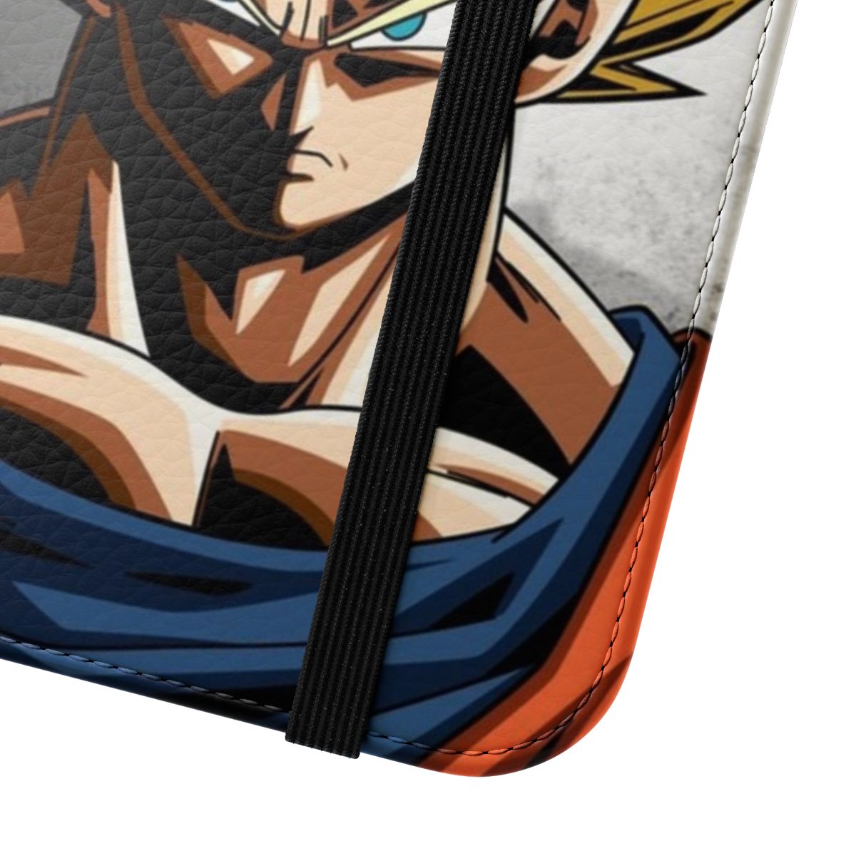 Goku-themed phone case with flip cover design - Close Up