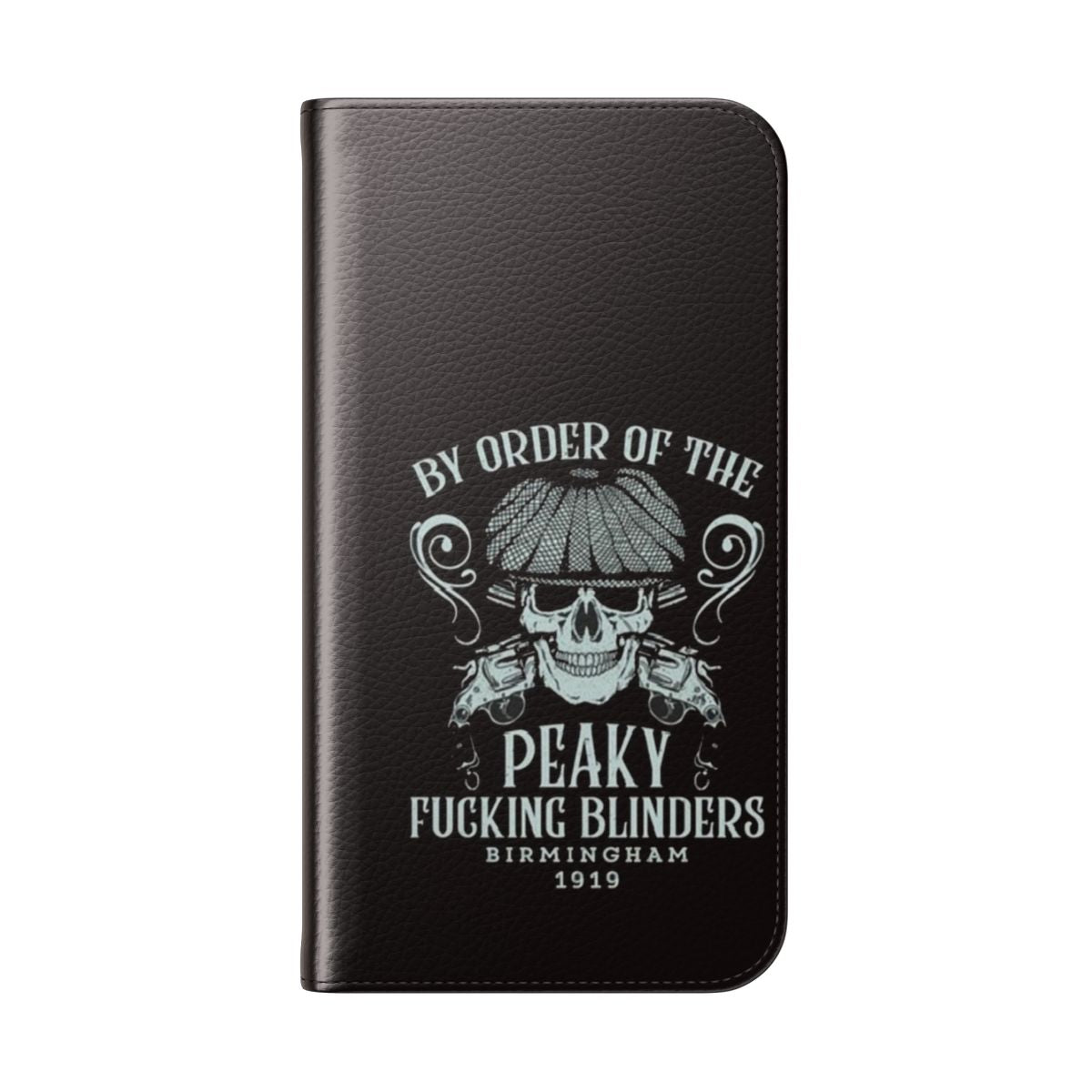 Peaky Blinders-inspired flip phone case with Shelby Company logo - Folded Back