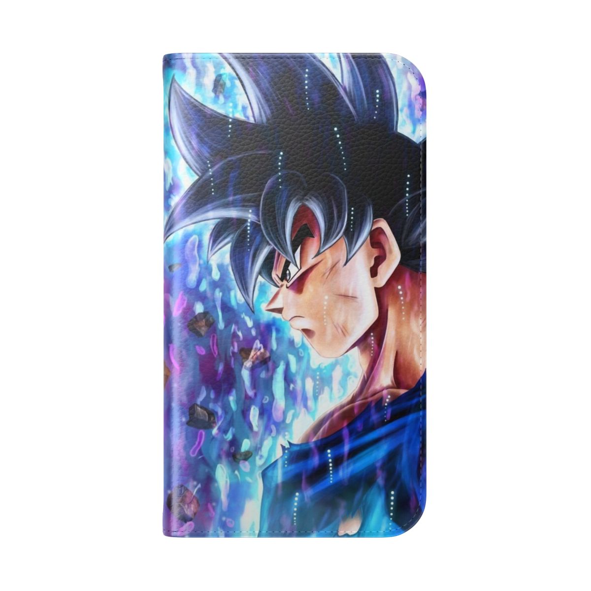 Anime-themed dragon ball z goku phone case with flip cover - Folded Back