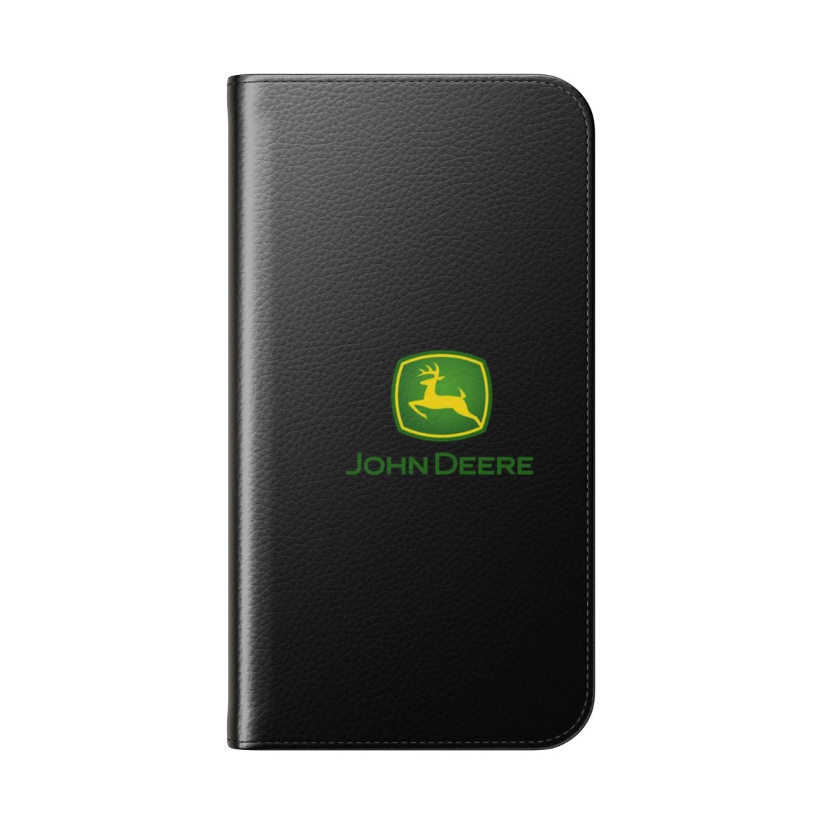 Flip cover phone case with a nature-inspired John Deere-style design - Folded Back