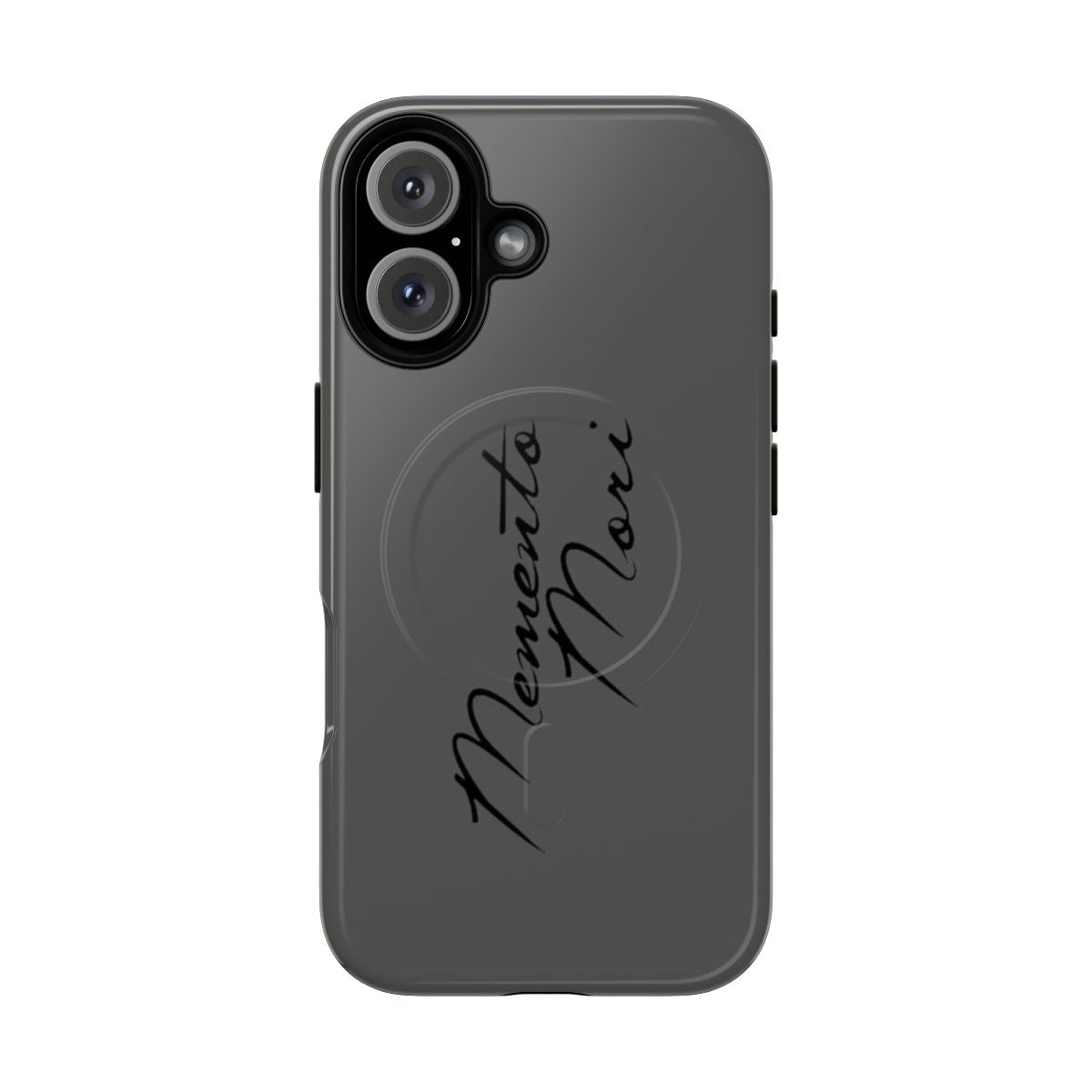 Elegant Memento Mori Magnetic Tough Phone Cases featuring a handwritten Latin script design