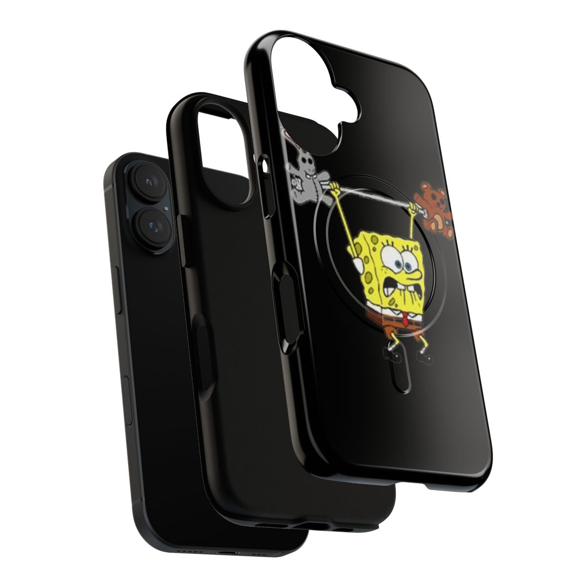 Spongebob-inspired phone case with Spongebob lifting weights design, featuring anime and manga-style art - Layers