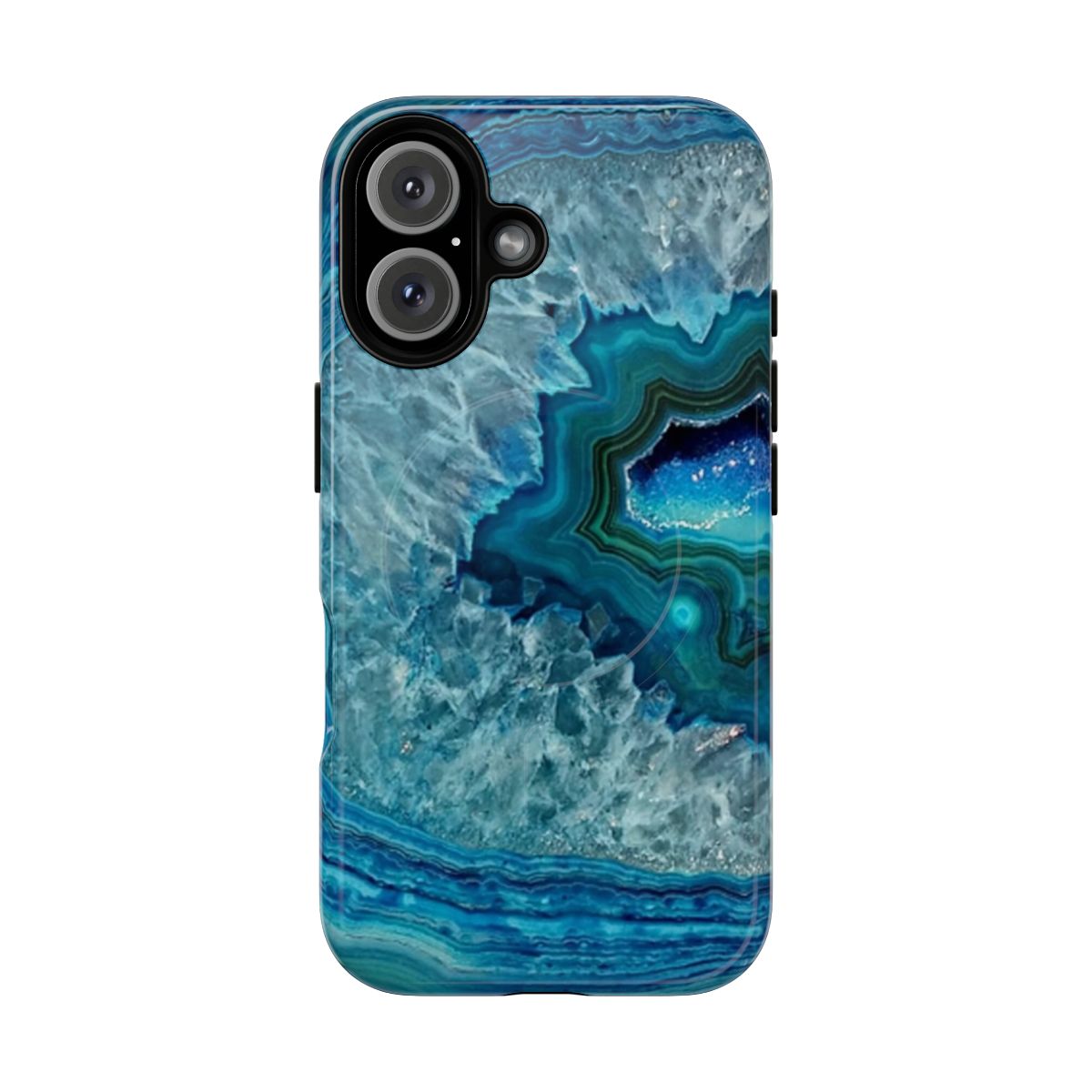 Teal aqua turquoise blue rock agate mineral crystals pattern magnetic tough phone case