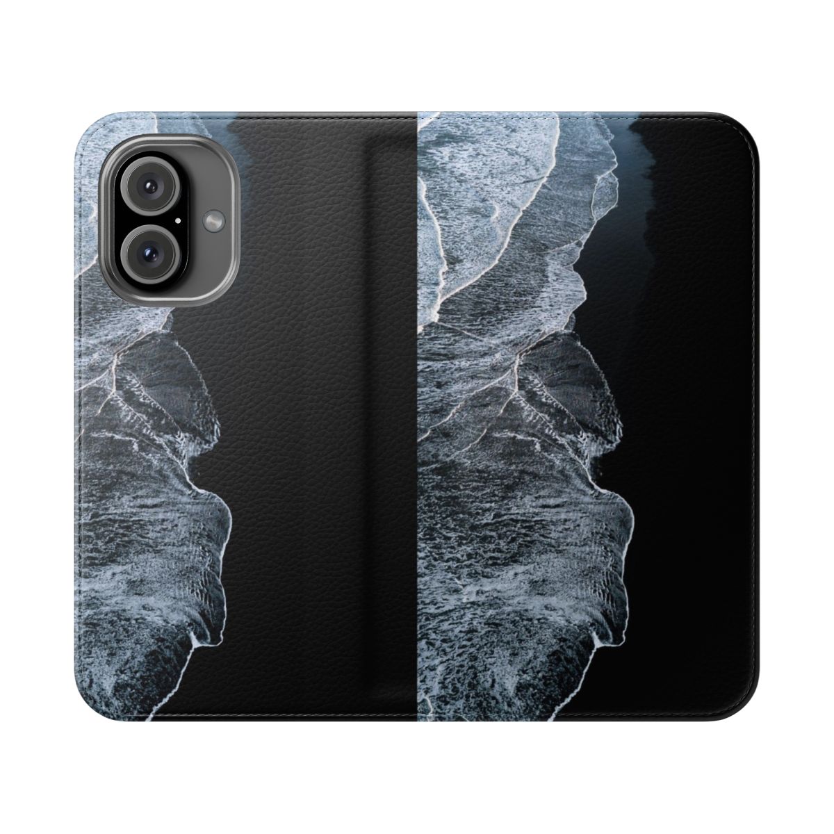 Minimalist waves and black sand beach in Iceland - Landscape Photography Phone Case