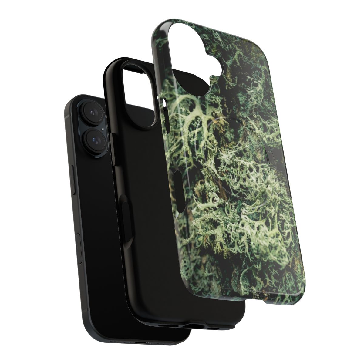 Earthy green moss and fungi phone case with a wooded forest landscape design. - Layers