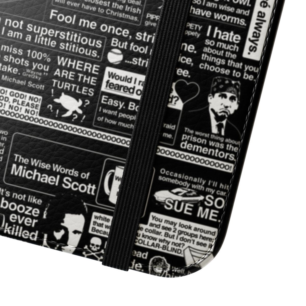 Flip cover phone case with Michael Scott quotes from the popular sitcom The Office - Close Up