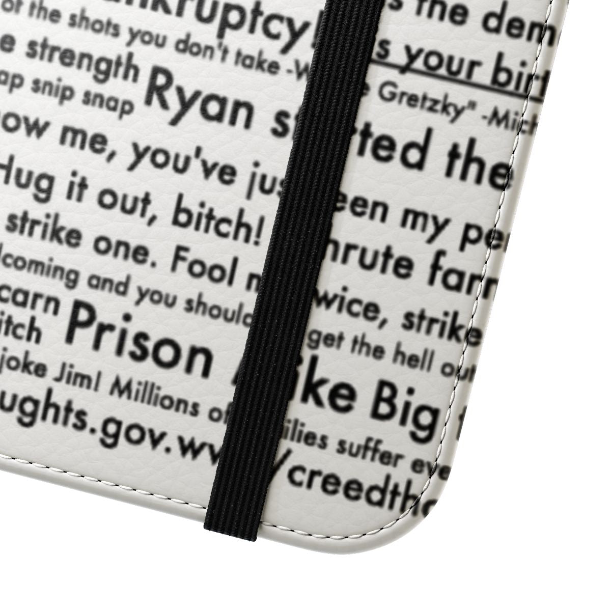 Flip cover phone case with quotes from the popular TV show The Office - Close Up