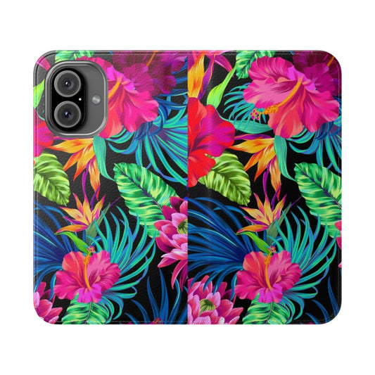 Vibrant tropical hibiscus flower pattern phone case in a stylish fashion design.