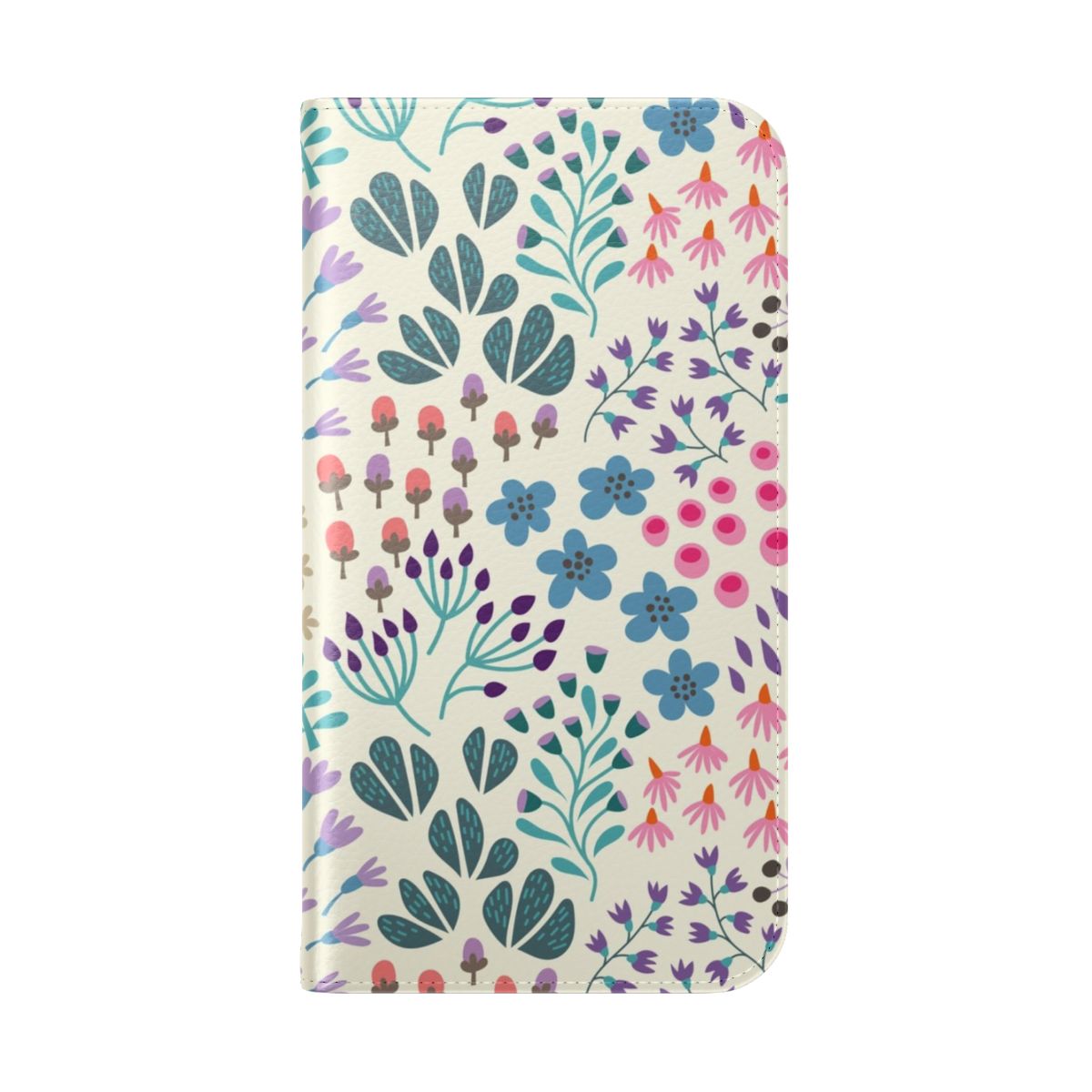 Autumn-inspired botanical pattern on a flip cover phone case - Folded Back