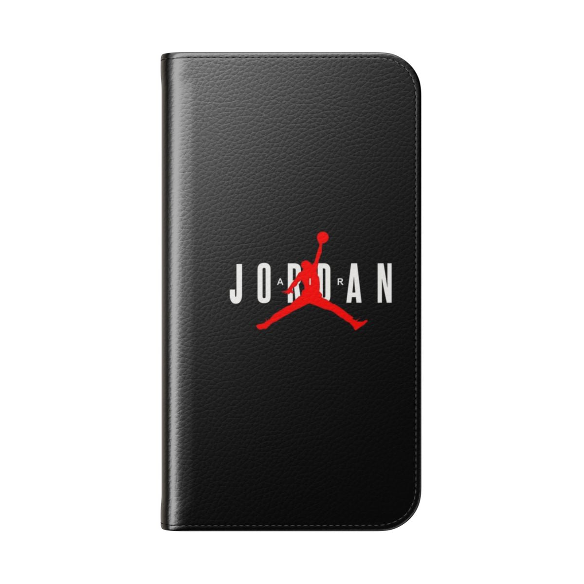 A flip cover phone case with a basketball and Michael Jordan-inspired design. - Folded Back