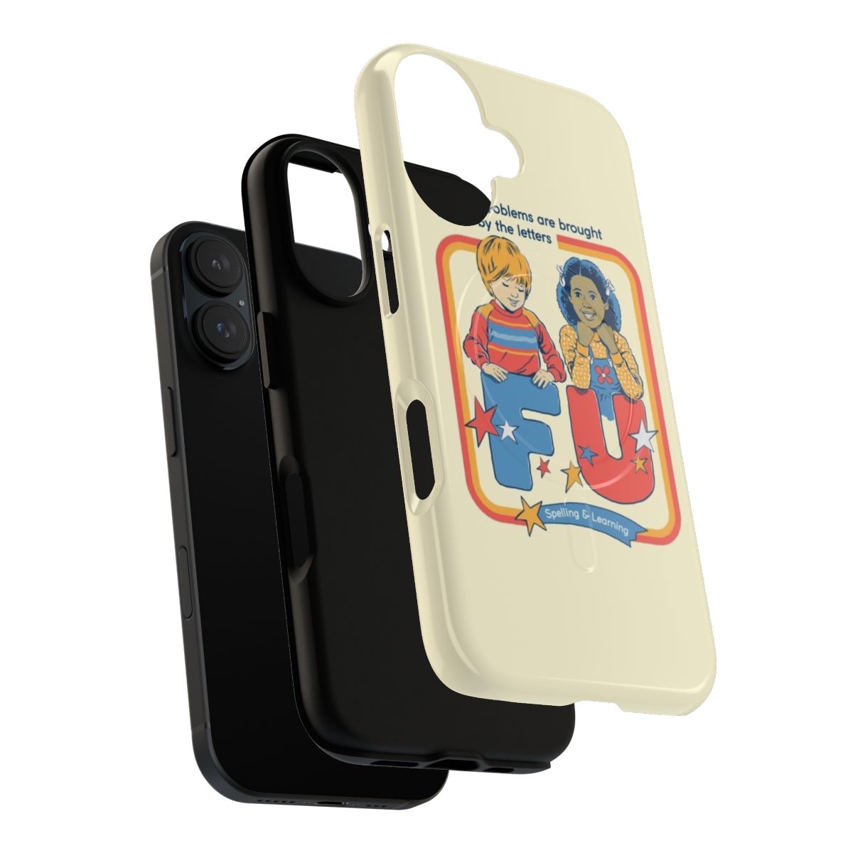 Vintage-inspired magnetic tough phone case with humorous, anti-social, dark humor design - Layers