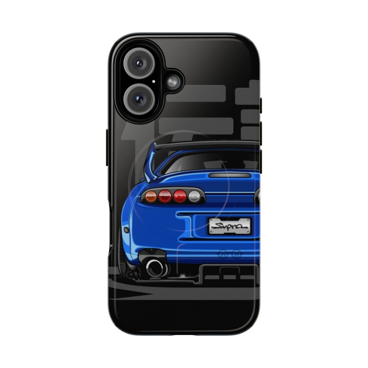 Midnight blue phone case with tough magnetic design inspired by the Toyota Supra MK4 sports car