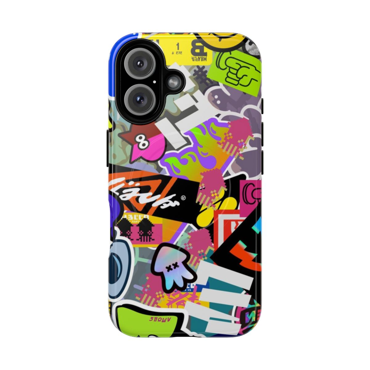 Colorful abstract splatter phone case with magnetic closure