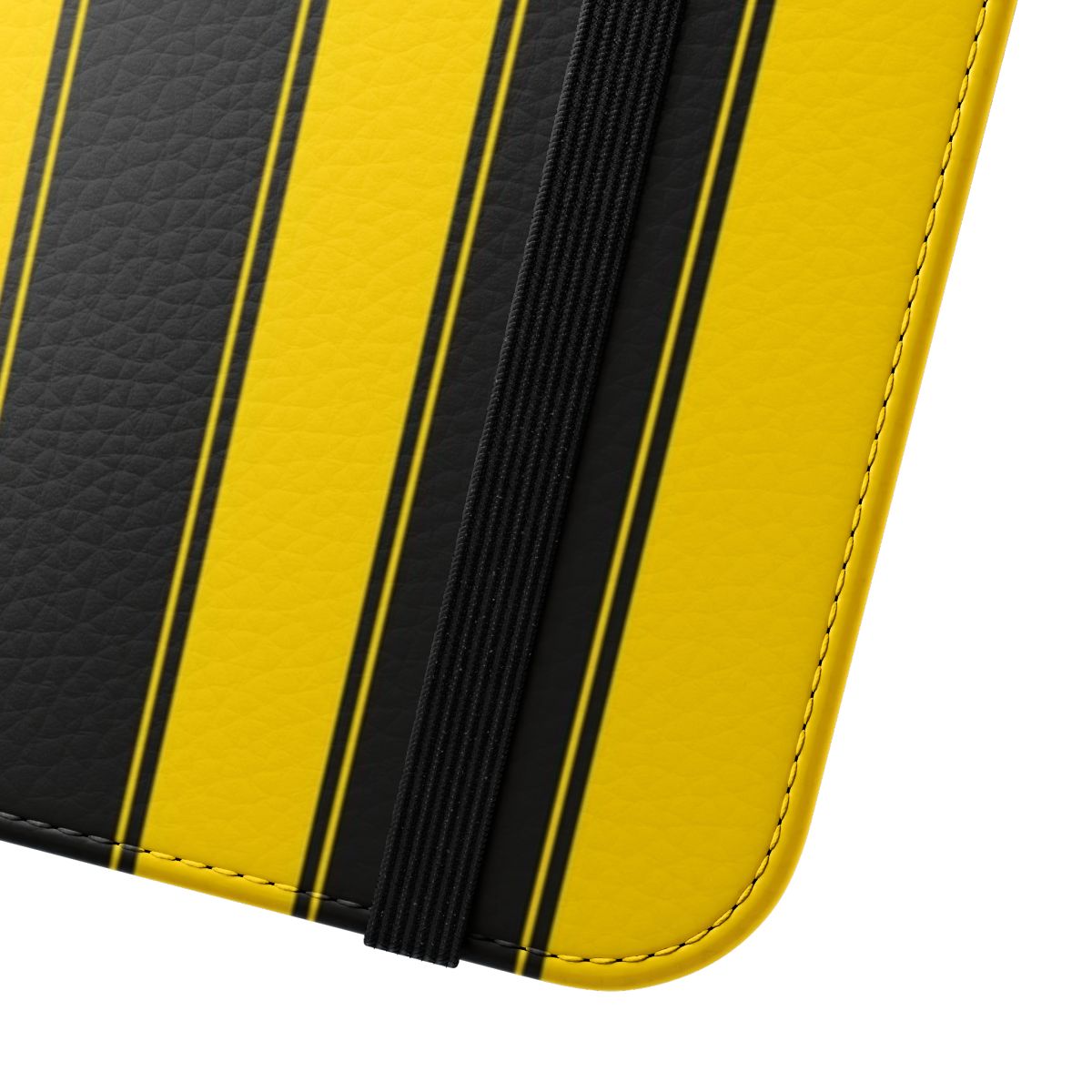 Flip cover phone case with bumblebee-inspired design - Close Up