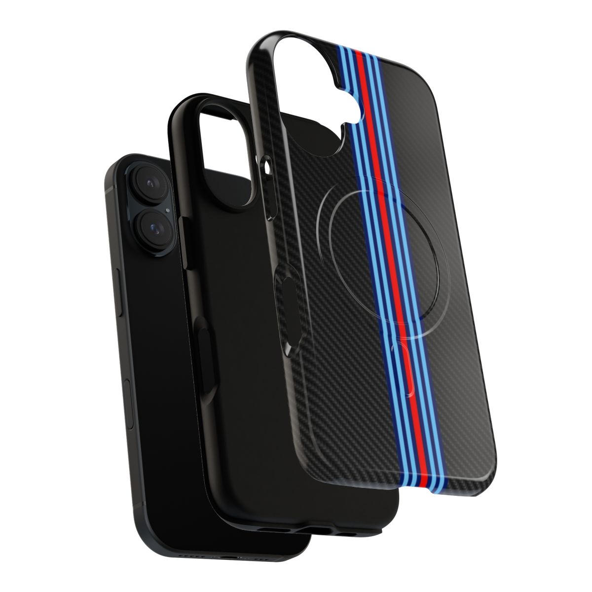 Carbon fiber racing stripes phone case for sports cars and automotive enthusiasts - Layers