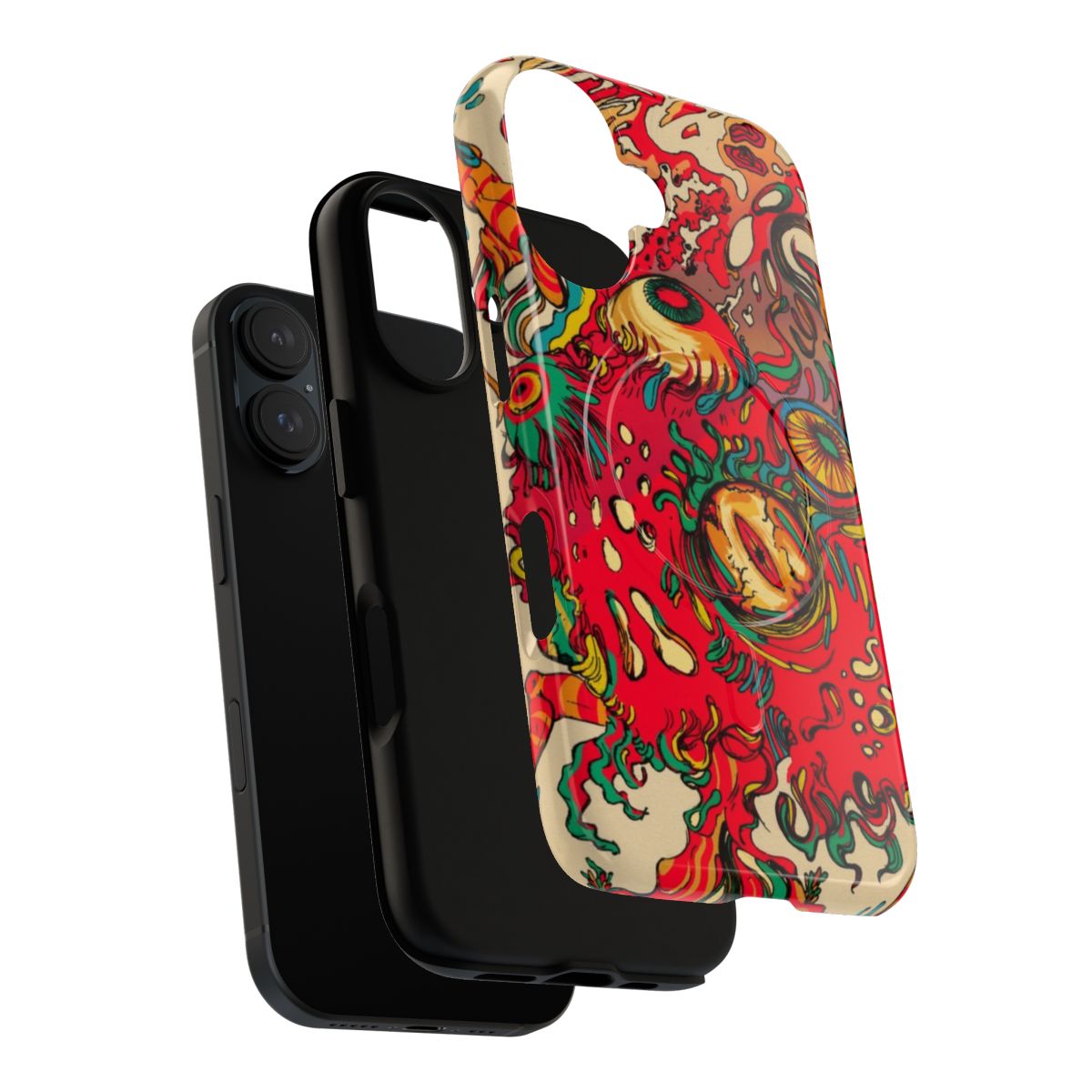 Magnetic phone case with a psychedelic space goat design - Layers