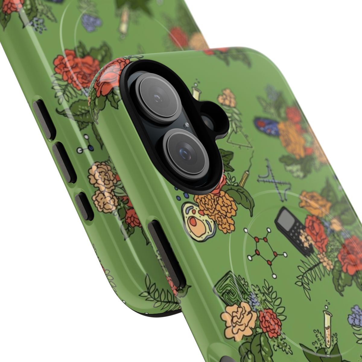 Floral pattern phone case with botanical design for STEM enthusiasts - Detail