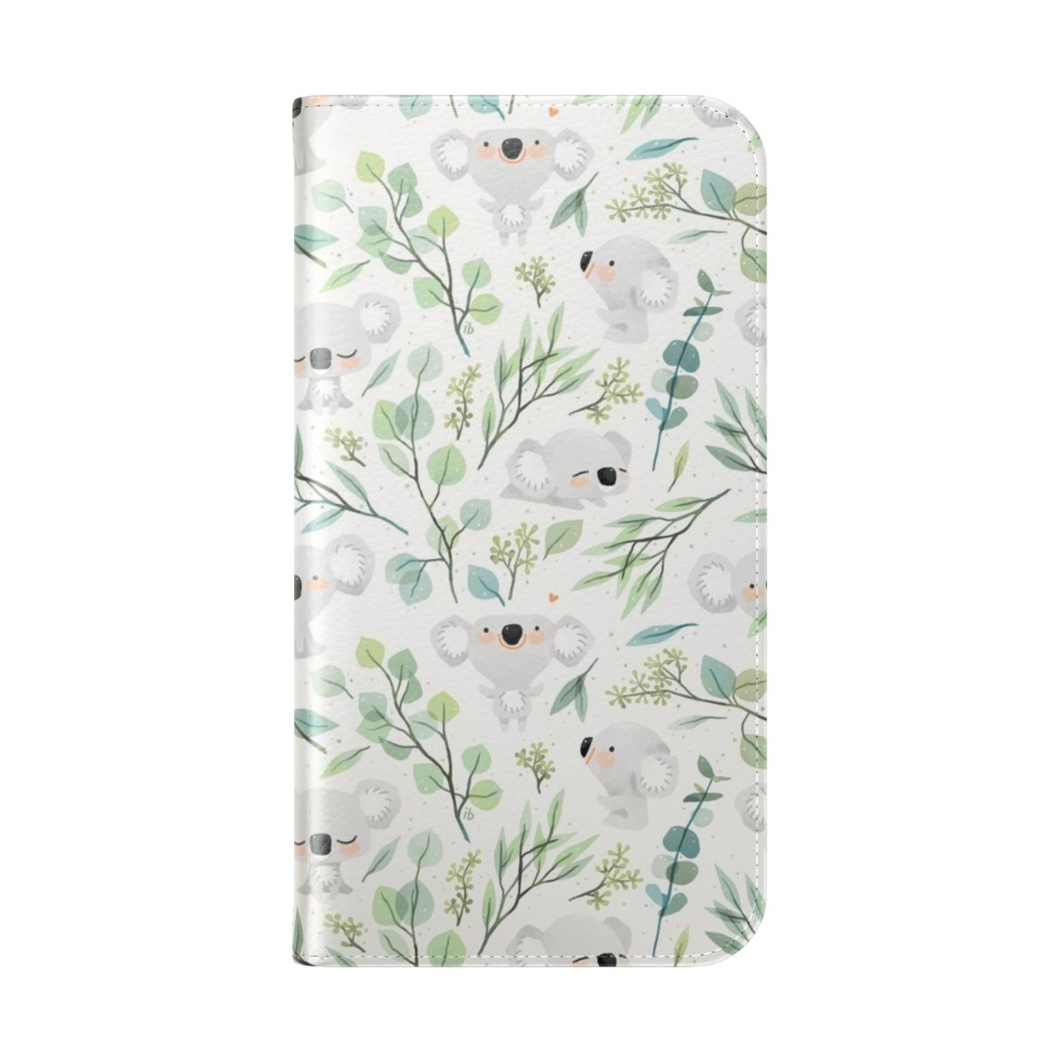 Whimsical phone case featuring a koala and eucalyptus pattern - Folded Back