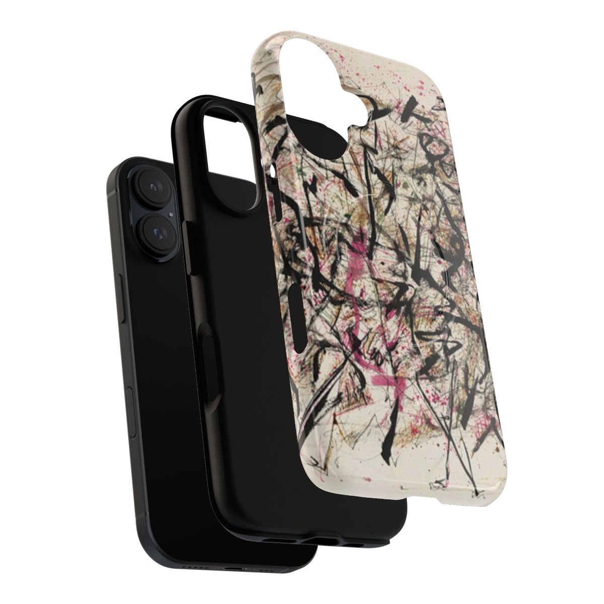 Vibrant abstract art phone case featuring a Jackson Pollock-inspired design - Layers