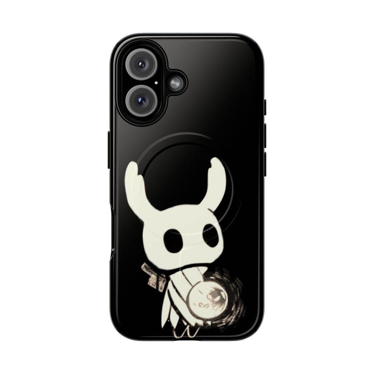 Hollow Knight inspired black and white artwork on a tough, magnetic phone case