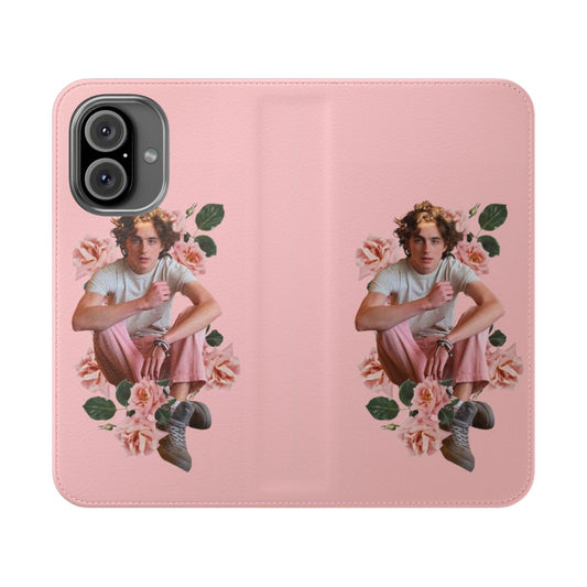 Floral phone case with Timothee Chalamet inspired design