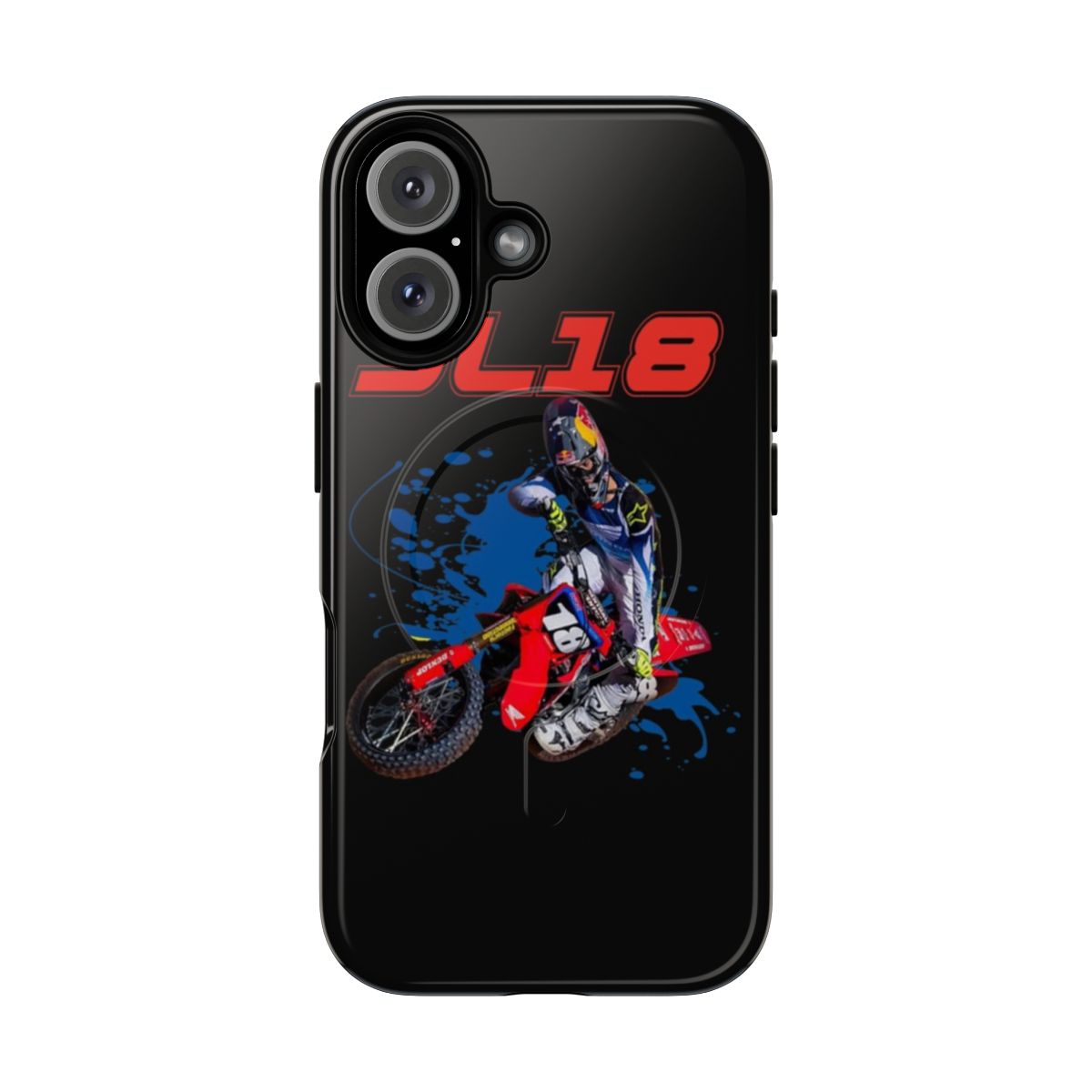 Jett Lawrence inspired magnetic tough phone case with motocross and supercross graphics