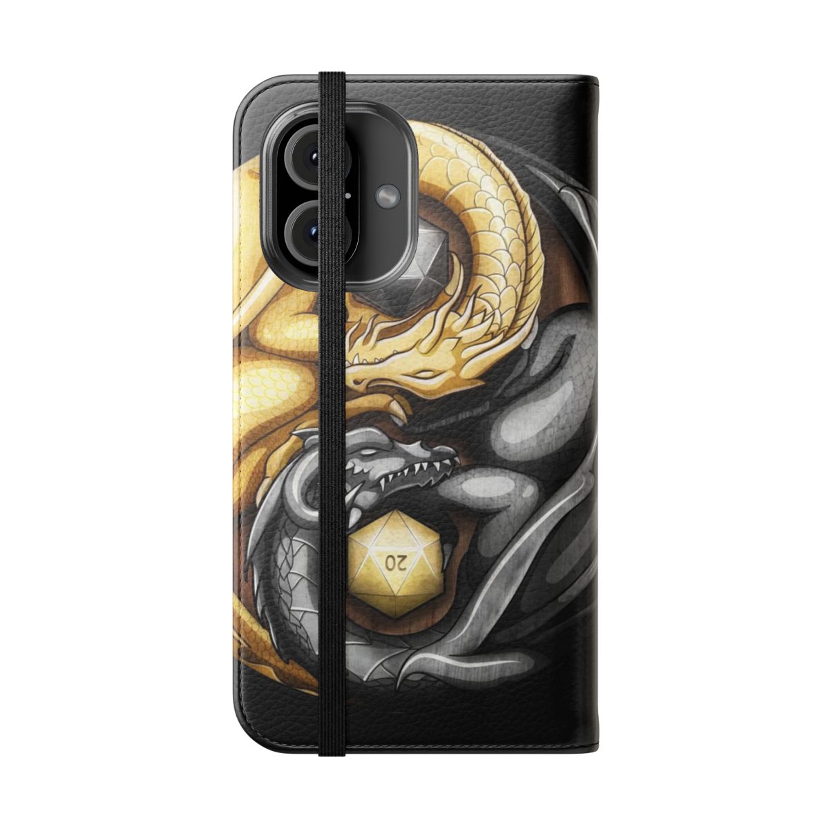 Yin yang dragon design on a flip cover phone case - Folded Front