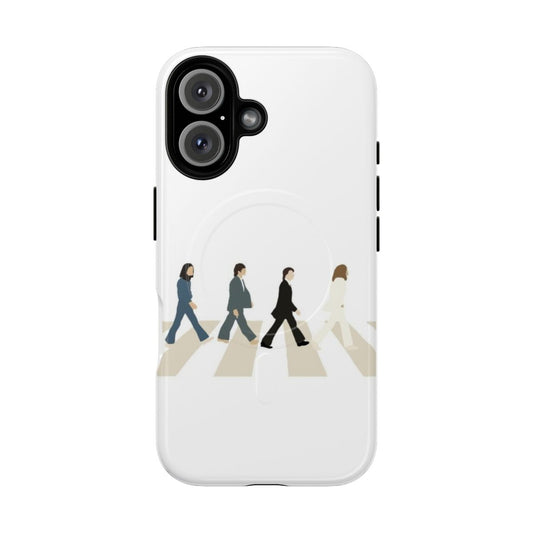 Retro-inspired Beatles Crosswalk design on a protective, magnetic phone case