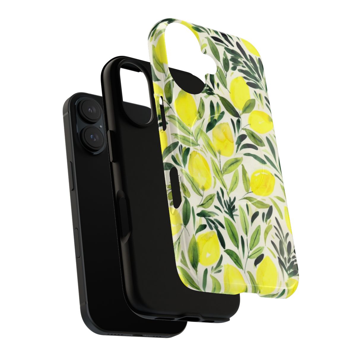 Watercolor lemon design on creme white magnetic tough phone case - Layers