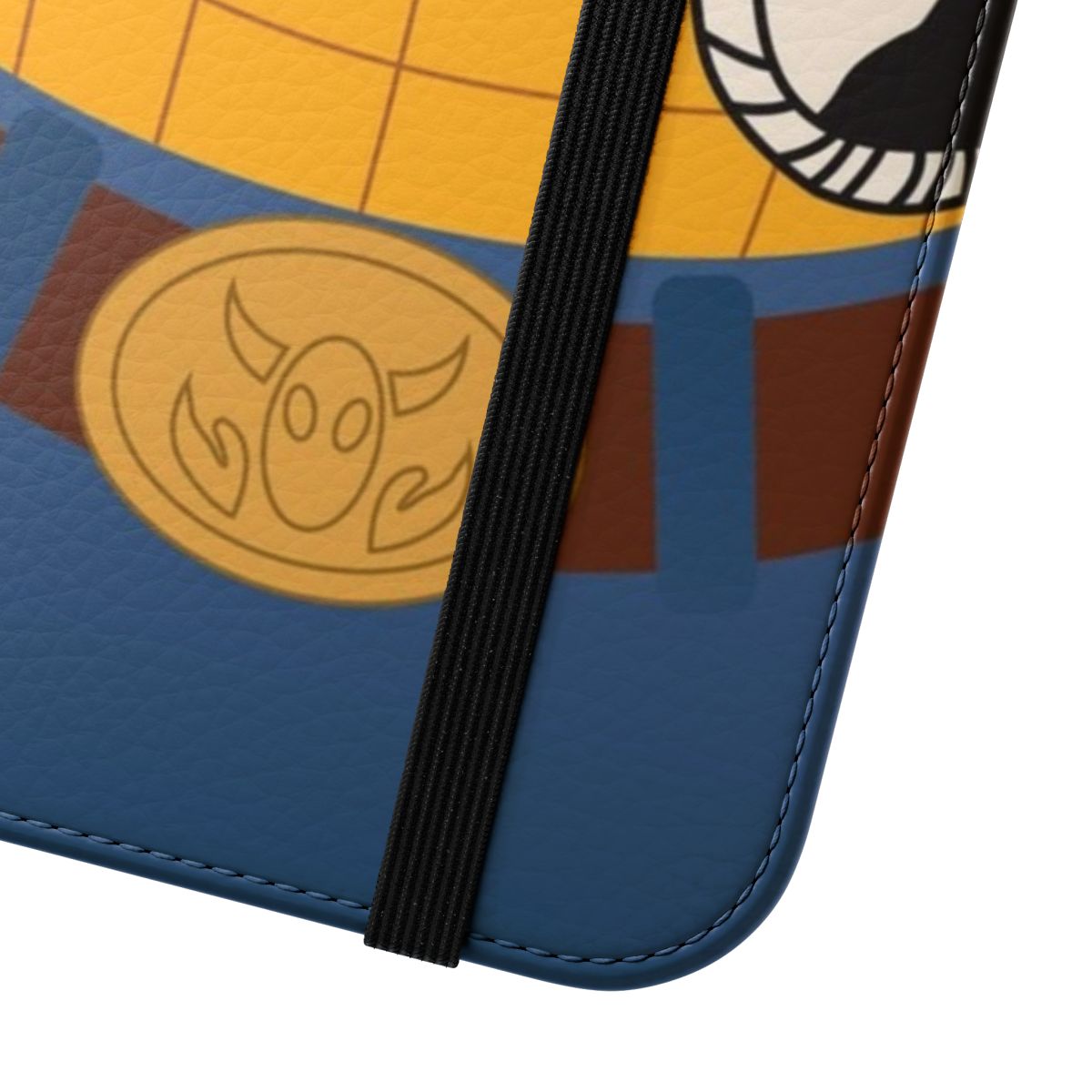 Cowboy-themed flip phone case with Woody-inspired design - Close Up