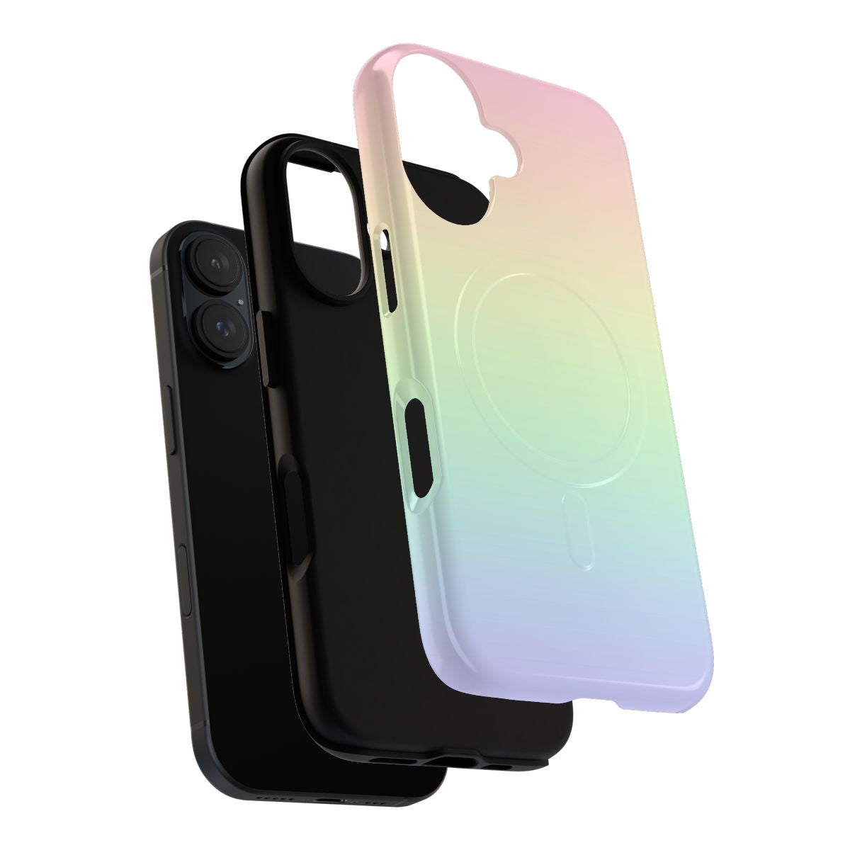 A colorful pastel gradient phone case with a magnetic closure and a tough design. - Layers