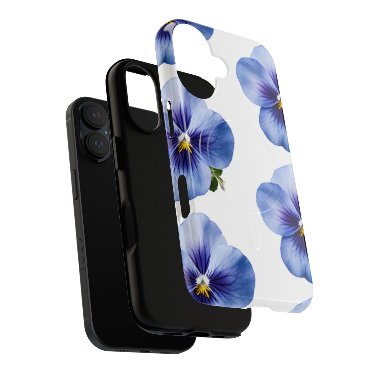 Cute purple pansy flower design on a magnetic tough phone case - Layers