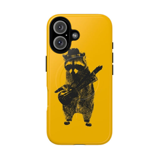 Raccoon wielding a ukulele on a sleek magnetic phone case