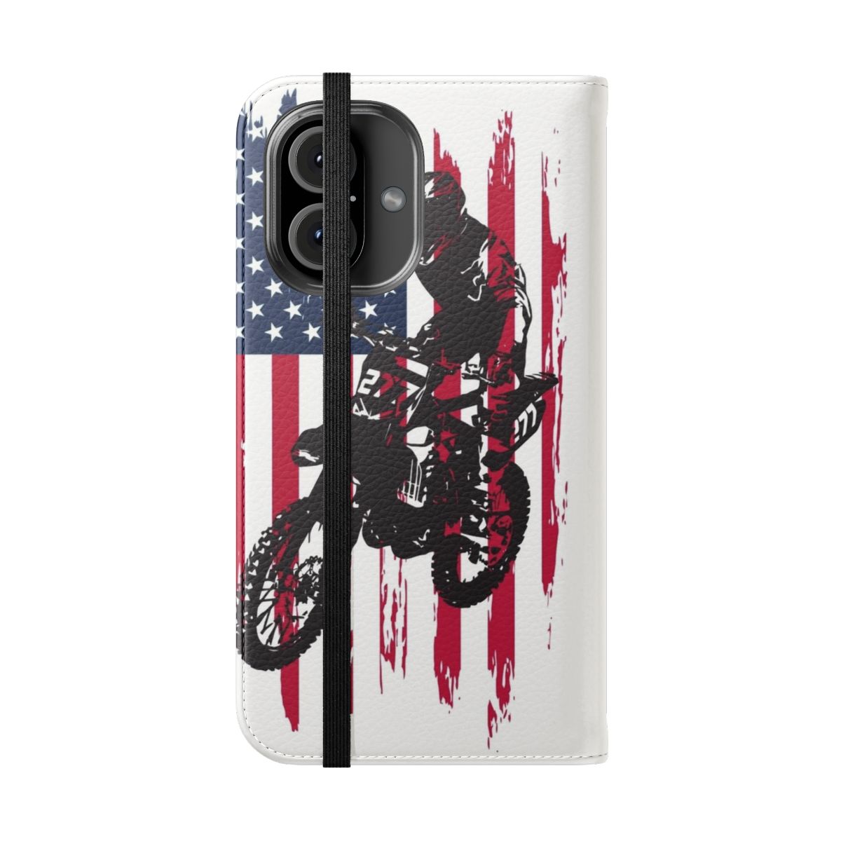 Vintage patriotic dirt bike motocross phone case - Folded Front