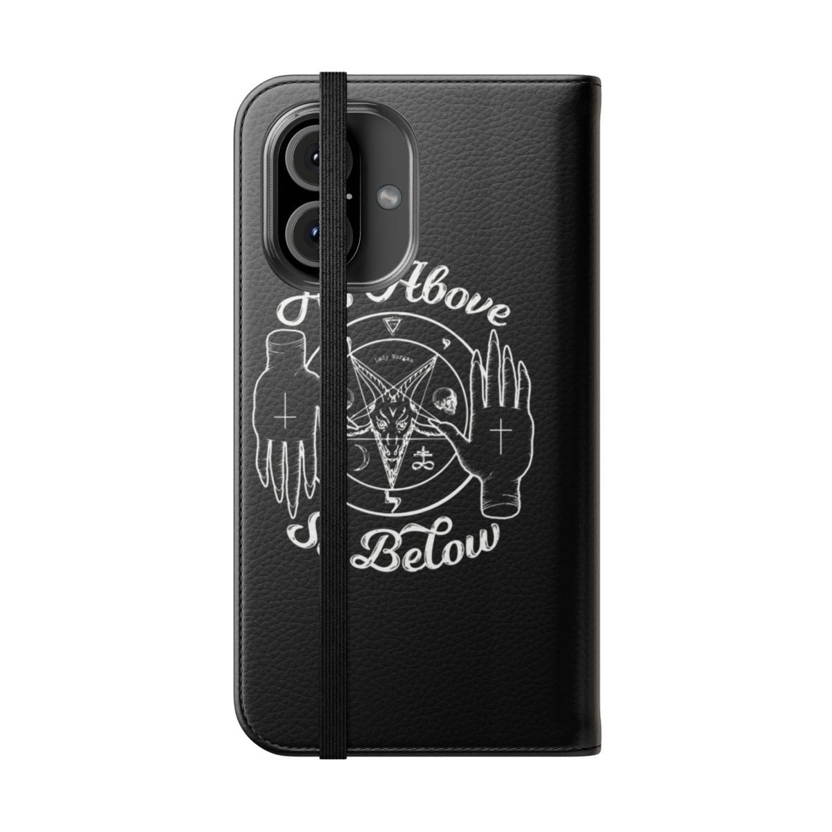 Flip cover phone case with occult, pagan, and witchcraft-inspired design - Folded Front