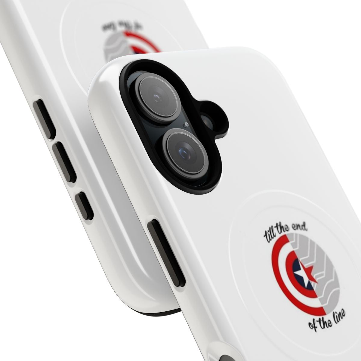 Tough magnetic phone case with shield design for Captain America and Winter Soldier fans - Detail