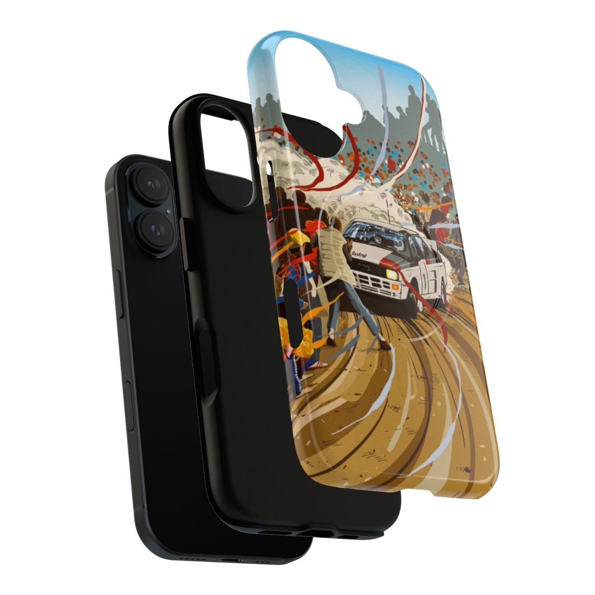 Audi Quattro Group B inspired magnetic phone case with vintage rally graphics - Layers