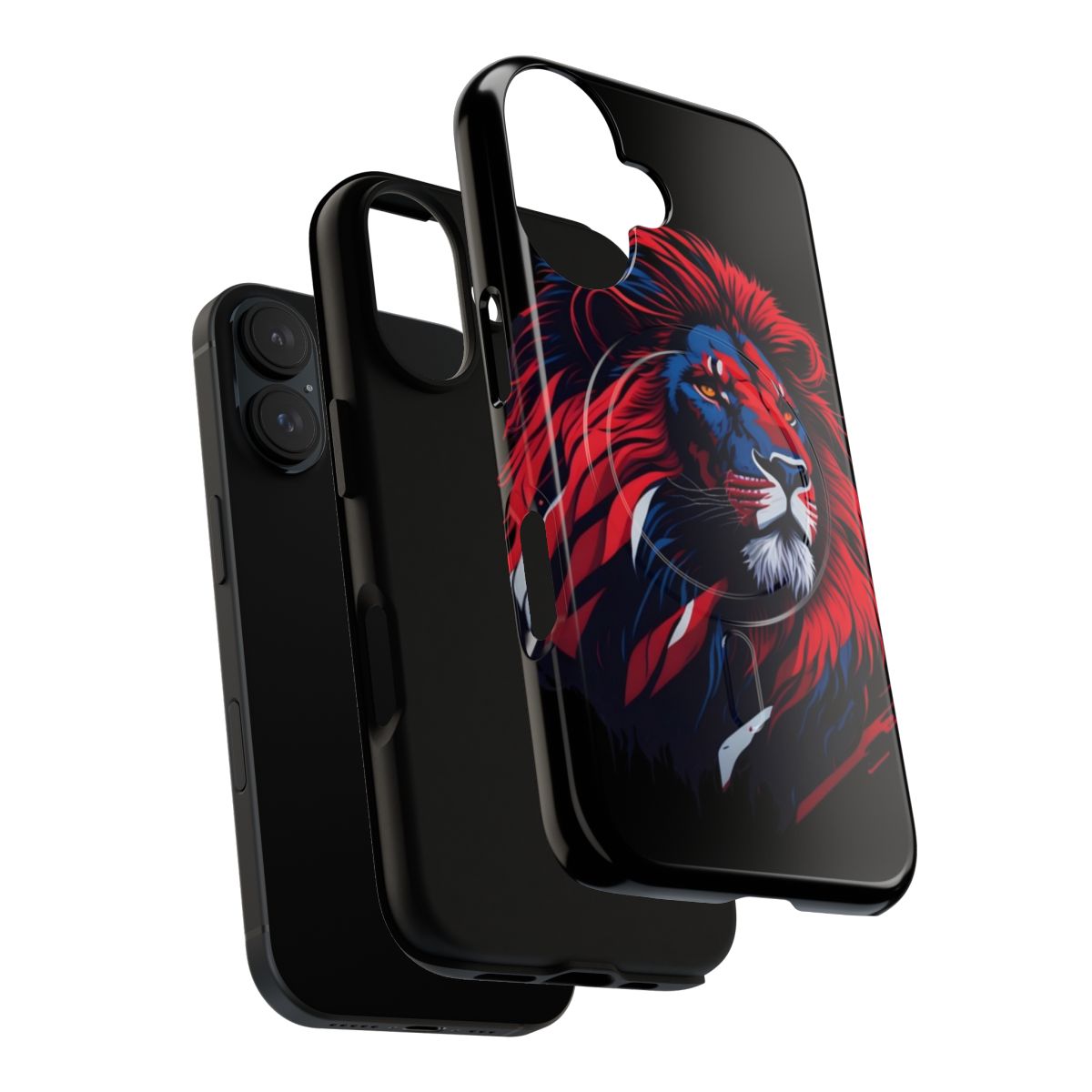 Patriotic phone case featuring a lion head design with the American flag colors and symbols. - Layers