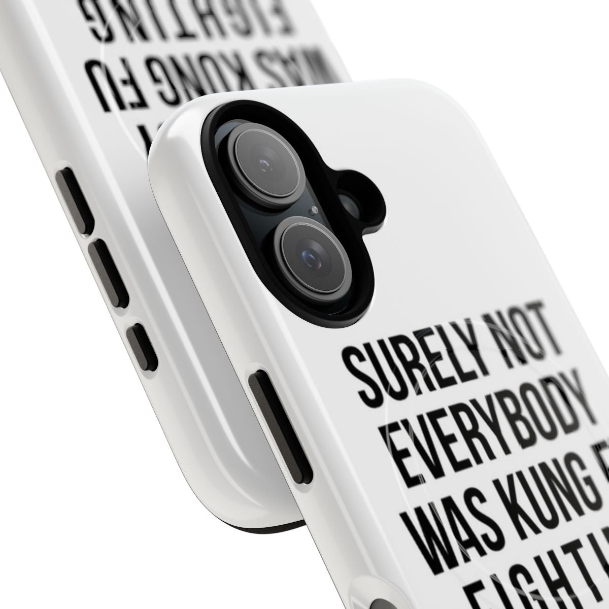 Magnetic tough phone case with a humorous "Kung Fu Fighting" inspired dad joke graphic - Detail