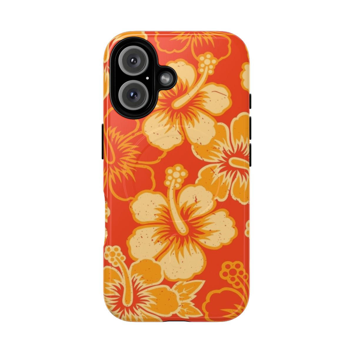 Vintage Hawaiian hibiscus flower pattern on a durable magnetic phone case