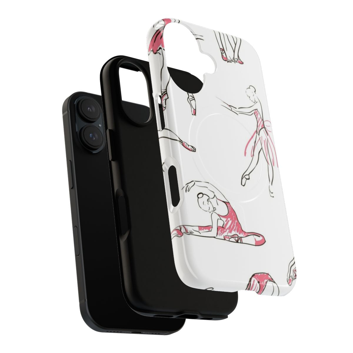 Ballerina in a dance pose on a seamless pattern phone case - Layers