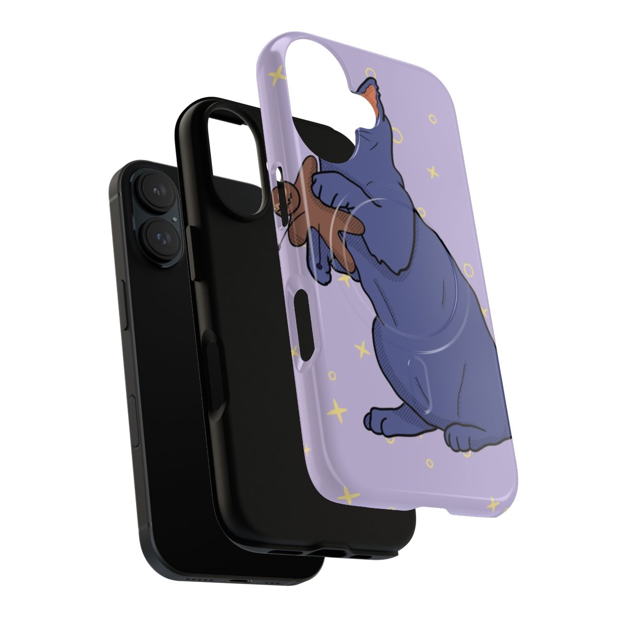 Kitten Magnetic Tough Phone Case in Purple and Brown with Voodoo Motif - Layers