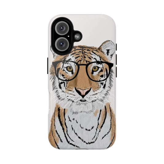 Magnetic tough phone case with a fierce tiger design