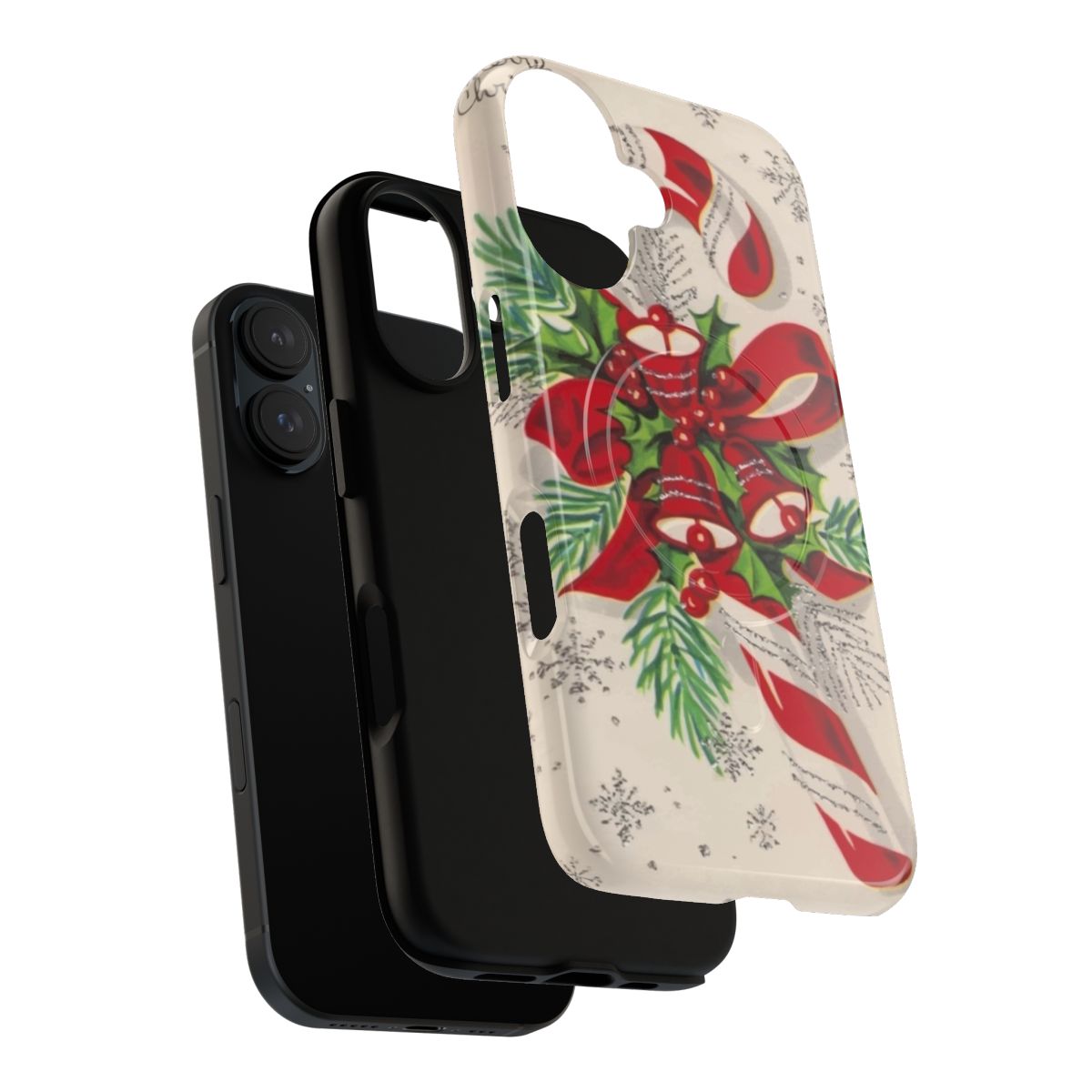 A vintage-inspired red and white candy cane design printed on a durable, protective phone case. - Layers