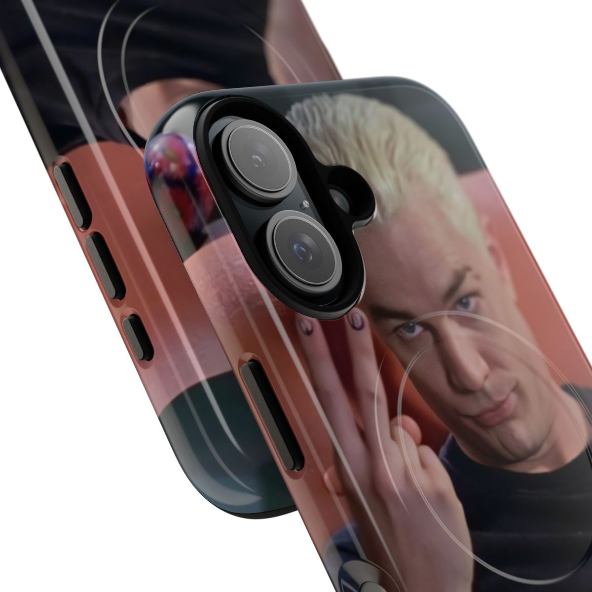 Retro-inspired Spike phone case with a magnetic closure and tough design for Buffy the Vampire Slayer fans - Detail