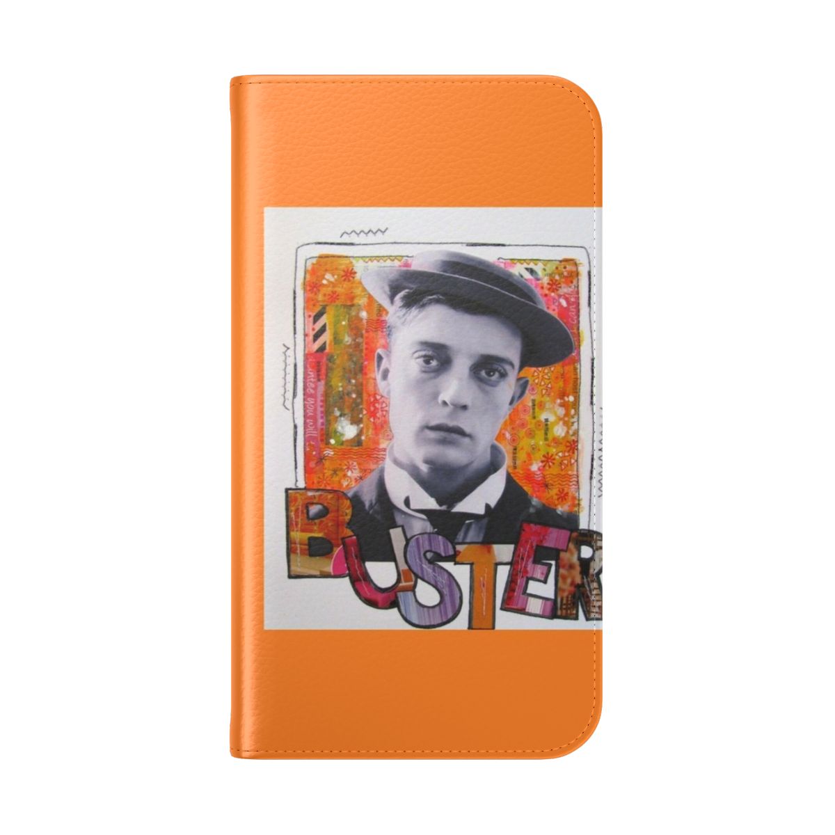 Vintage-style phone case featuring a collage design inspired by the silent film actor Buster Keaton - Folded Back