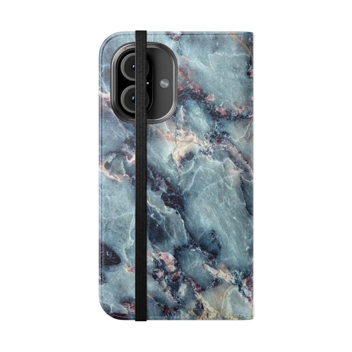 Marble stone flip cover phone case - Folded Front