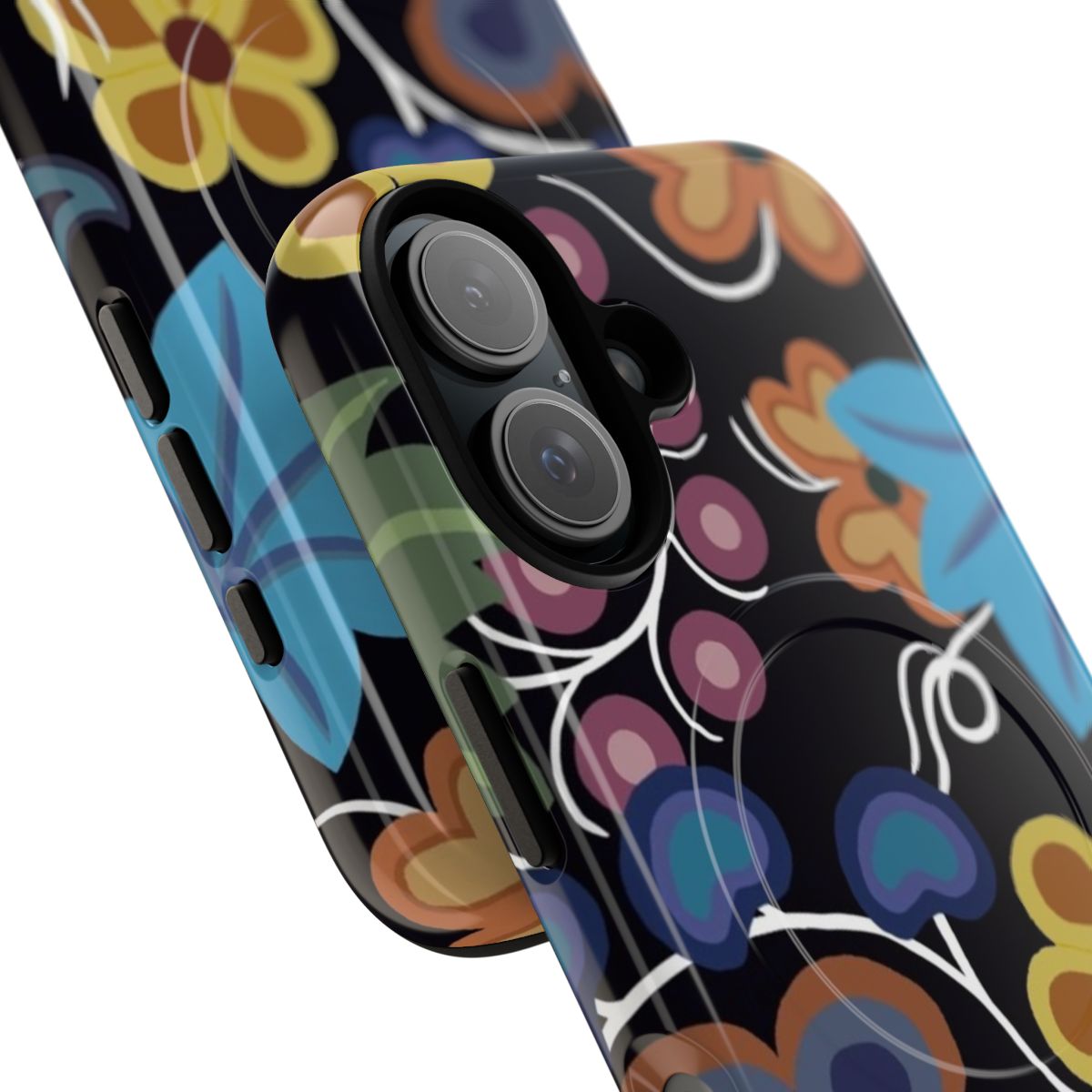 Ojibwe floral design on a tough, magnetic phone case - Detail