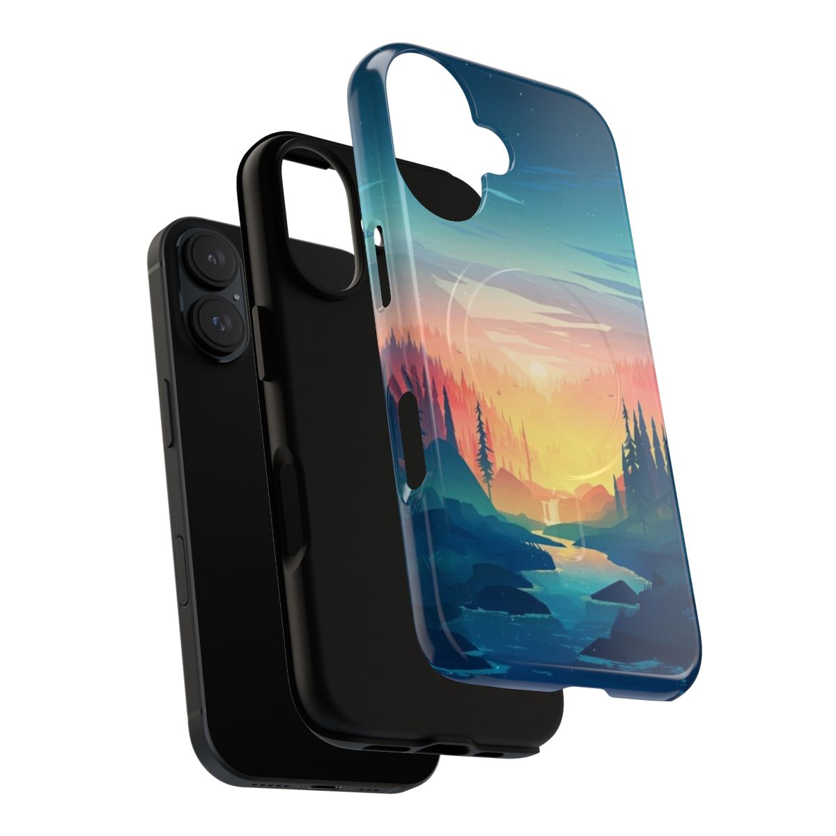 Rugged magnetic phone case with a nature-inspired wilderness design - Layers